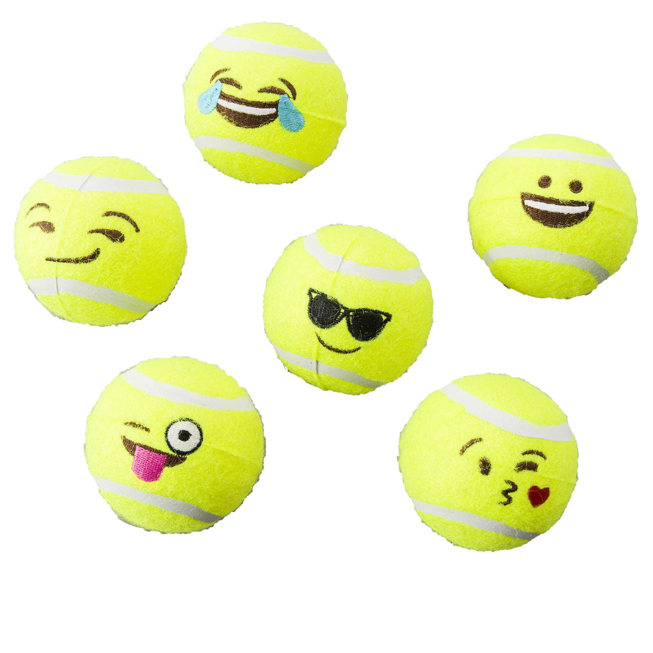 EMOJI TENNIS BALL 6 PK ASST 2.5" Ethical Pet