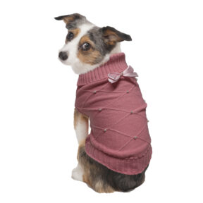 Leash Hole Fashion Pet Classic Cable Sweater Warm and Comfortable By Ethical Pet 100% Acrylic Dog Sweater Stylish Turtleneck Design